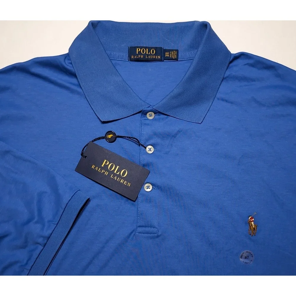 POLO RALPH LAUREN Short Sleeve Shirt Solid Blue 2XLT XXL 2XL Tall ~ New